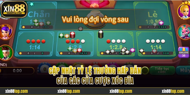 Cập nhật tỷ lệ thưởng hấp dẫn của các cửa cược xóc đĩa